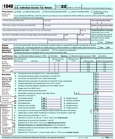 Form 1040 Image