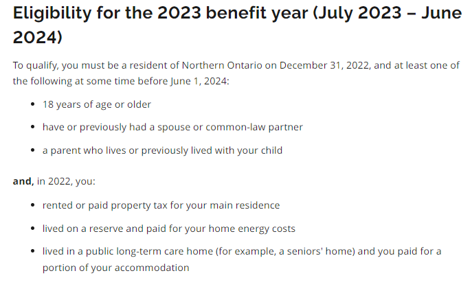 Ontario Trillium Benefit eligibility (NOEC)